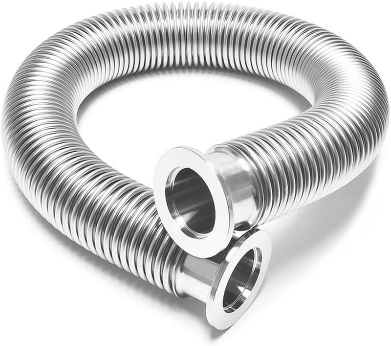 BROWNIAN MOTION TECHNOLOGY ISO-KF KF40 NW40 Standard Stainless Steel Corrugated Bellow Hose Set, 1200mm KF40 Thick Wall Bellow Hose with 2 Aluminum Clamps, 2 SS Centering Rings, 2 FKM O-Rings - Image 2